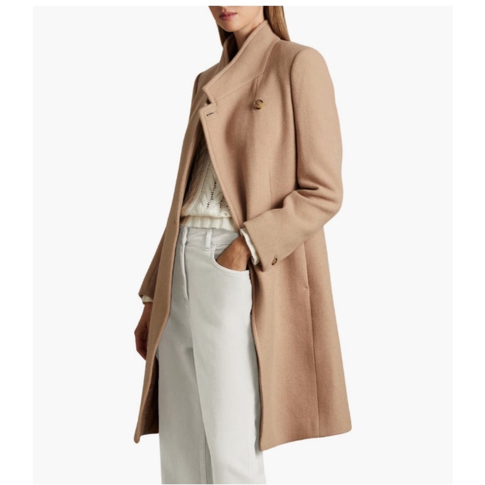 Reiss Maude Double breasted wool blend camel coat